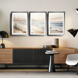 Wallity Conjunto de 3 Pinturas Decorativas Multicolor en MDF con Marco